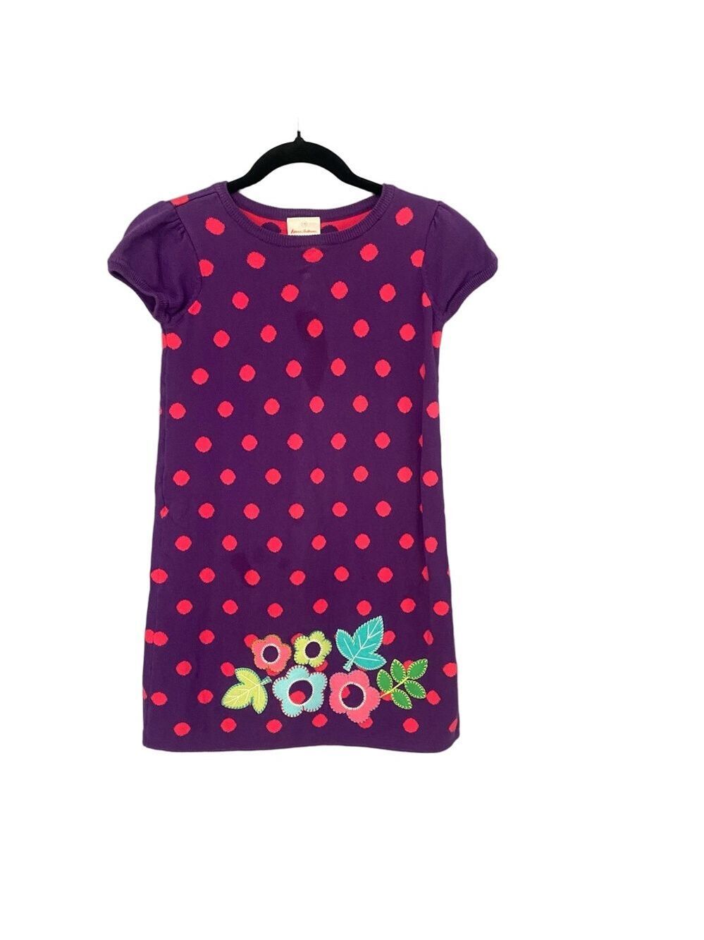 Hanna Andersson Girls Polka Dot Floral Sweater Dress – Size 130 / US 8